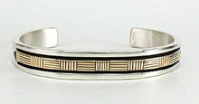 Native American Indian Navajo Sterling Silver Gold bracelet