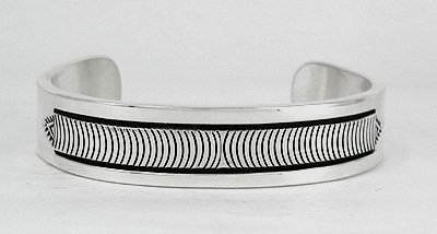 Hand made Native American Indian Jewelry; Navajo Sterling Silver Navajo bracelet