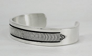 Hand made Native American Indian Jewelry; Navajo Sterling Silver Navajo bracelet