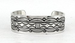 Native American Indian Jewelry Bruce Morgan Navajo Sterling Silver bracelet