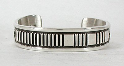 Hand made Native American Indian Jewelry; Navajo Sterling Silver Navajo bracelet