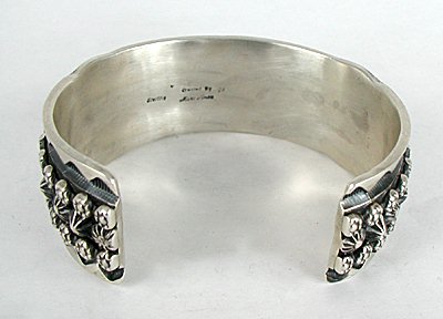 Authentic Native American Heavy Sterling Silver Stamped Bracelet by Marc Antia