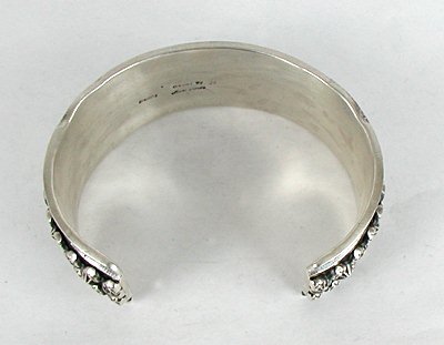 Authentic Native American Heavy Sterling Silver Stamped Bracelet by Marc Antia