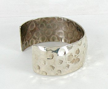 Authentic Native American Sterling Silver hammered cuff bracelet by Navajo Ken and Mary Bill