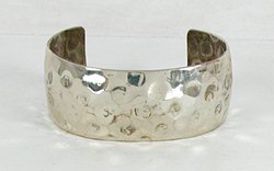 Authentic Native American Sterling Silver hammered cuff bracelet by Navajo Ken and Mary Bill
