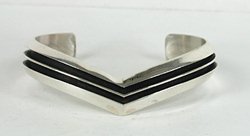 Authentic Native American sterling silver railroad bracelet by Navajo Tom Hawk