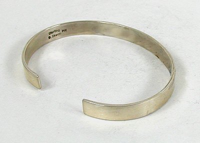 Authentic Native American Sterling Silver and Gold Bracelet by Navajo Scott Skeets