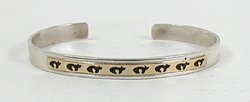 Authentic Native American Sterling Silver and Gold Bracelet by Navajo Scott Skeets