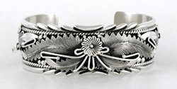 Authentic Native American Sterling Silver bracelet by Navajo silversmith Peterson Johnson