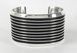 Authentic Native American sterling silver railroad bracelet by Navajo Tom Hawk