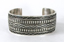 Authentic Native American Sterling Silver cuff bracelet by Navajo silversmith Sunshine Reeves