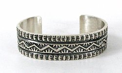 Authentic Native American Sterling Silver cuff bracelet by Navajo silversmith Sunshine Reeves