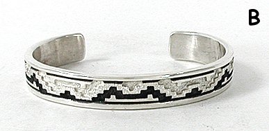Authentic Native American Sterling Silver Rug or rug pattern cuff bracelet by Navajo silversmith Dan Jackson