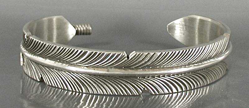 Navajo Sterling Silver Feather Bracelets by Chris Charley