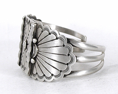Authentic Native American Stamped Sterling Silver Bracelet by Navajo silversmith Marilyn Joe