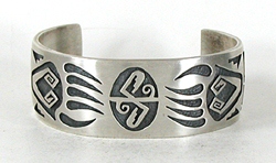 Authentic Native American Sterling Silver Overlay Bracelet by Hopi silversmith Steven Sockyma