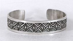 Authentic Native American Stamped Sterling Silver Bracelet by Navajo silversmith Freddie Maloney