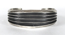 Authentic Native American sterling silver railroad bracelet by Navajo Tom Hawk