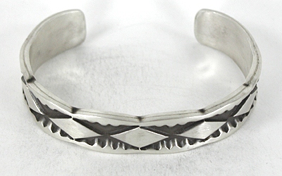 Authentic Native American sterling silver bracelet by Navajo Nora Bill