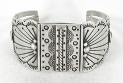 Authentic Native American Stamped Sterling Silver Bracelet by Navajo silversmith Marilyn Joe