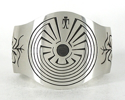 Authentic Native American Sterling Silver Overlay Bracelet by Navajo Charleton Lindsay