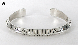 Authentic Native American Sterling Silver Stamped cuff bracelet by Navajo silversmith Wylie Secatero