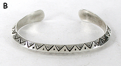 Authentic Native American Sterling Silver Stamped cuff bracelet by Navajo silversmith Wylie Secatero