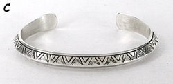 Authentic Native American Sterling Silver Stamped cuff bracelet by Navajo silversmith Wylie Secatero