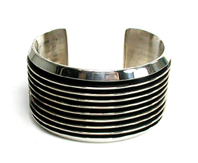 Authentic Native American sterling silver railroad bracelet by Navajo Tom Hawk