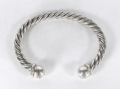 Native American Navajo Sterling Silver twist bracelet with ball ends