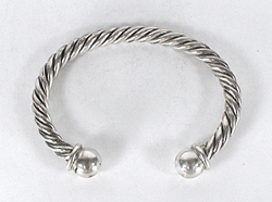 Hand made Native American Indian Jewelry; Navajo Sterling Silver twist ball end bracelet