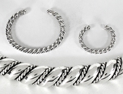 Authentic Sterling Silver Navajo Classic Horse Whisperer Twist Bracelets by Benny and Elaine Tahe