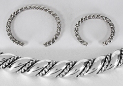Authentic Sterling Silver Navajo Classic Horse Whisperer Twist Bracelets by Benny and Elaine Tahe