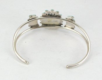 Authentic Native American Sterling Silver Turquoise Petit Point bracelet by Zuni Vera Halusewa