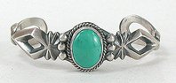 Sterling Silver Native American  Navajo turquoise slave bracelet