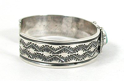 Authentic Native American Sterling Silver turquoise bracelet by Navajo Sunshine Reeves