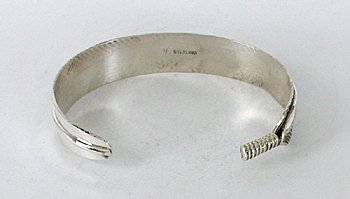 Sterling Silver Turquoise Feather Bracelet by Navajo Vivian Jones