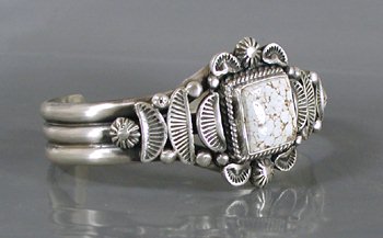 Authentic Native American Sterling Silver Dry Creek Turquoise Bracelet by Navajo Randy Boyd