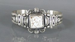 Authentic Native American Sterling Silver Dry Creek Turquoise Bracelet by Navajo Randy Boyd