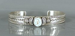 Authentic Native American Sterling Silver Dry Creek Turquoise Bracelet by Navajo Jereme Delgarito