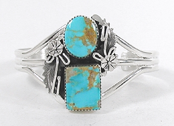 Authentic Native American Sterling Silver Turquoise Bracelet by Navajo Peterson Johnson