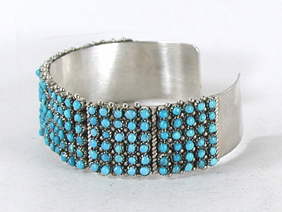 Authentic Native American sterling silver Turquoise Snake Eye Bracelet by Zuni Peter Haloo III