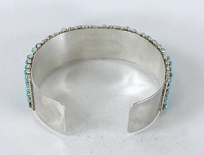 Authentic Native American sterling silver Turquoise Snake Eye Bracelet by Zuni Peter Haloo III