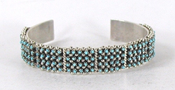 Authentic Native American sterling silver Turquoise Snake Eye Bracelet by Zuni Jason Amesoli 