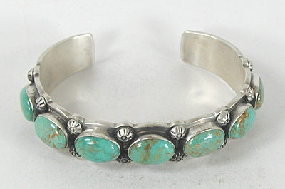 Authentic Native American sterling silver Turquoise  Bracelet by Navajo Randall Tom