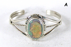 Authentic Native American sterling silver Sterling Opal  Bracelet by Navajo Marie Bahe