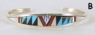 Authentic Native American sterling silver Multi-stone Inlay Bracelet by Zuni Rickell & Lynette Booqua