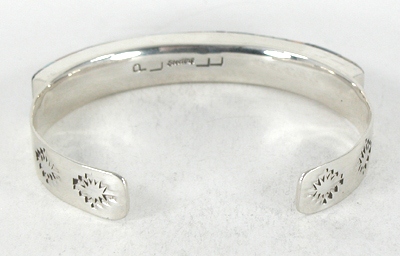 Authentic Native American Sterling Silver and inlay Bracelet by Navajo artisans Patrick and Laura Lincoln