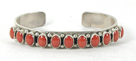 Authentic Native American sterling silver and Coral Bracelet by Navajo Raymond Apachito