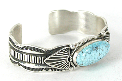 Authentic Native American sterling silver and  Bird's Eye Turquoise Bracelet by Navajo Guy Hoskie